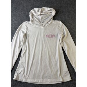 Salt Life SLX White Hooded Performance Shirt Womens S UVAPOR Sun Hoodie